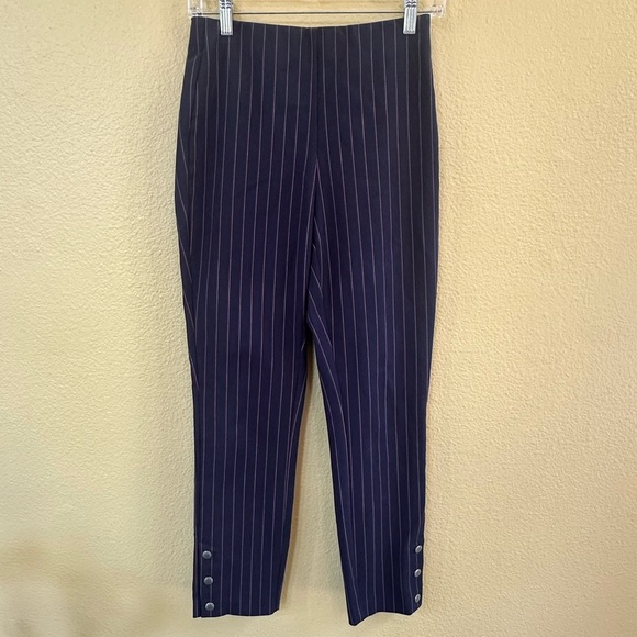 Rag & Bone Navy “Simone” Snap Ankle Pants With Red/White Pinstripes Size 2 EUC - Picture 5 of 13